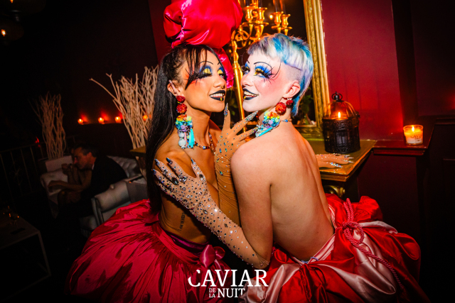 Caviar de la Nuit female sexy dancer boudoir holding cage with gold
