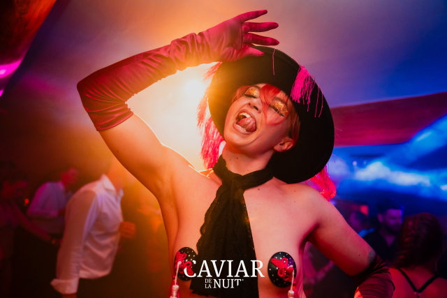 Caviar de la Nuit female sexy dancer boudoir holding cage with gold